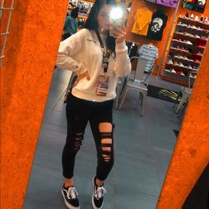 AE BLACK DISTRESSED CROPPED JEGGING